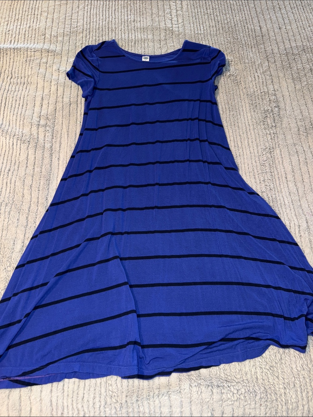 Blue Striped Dress with Short Sleeves